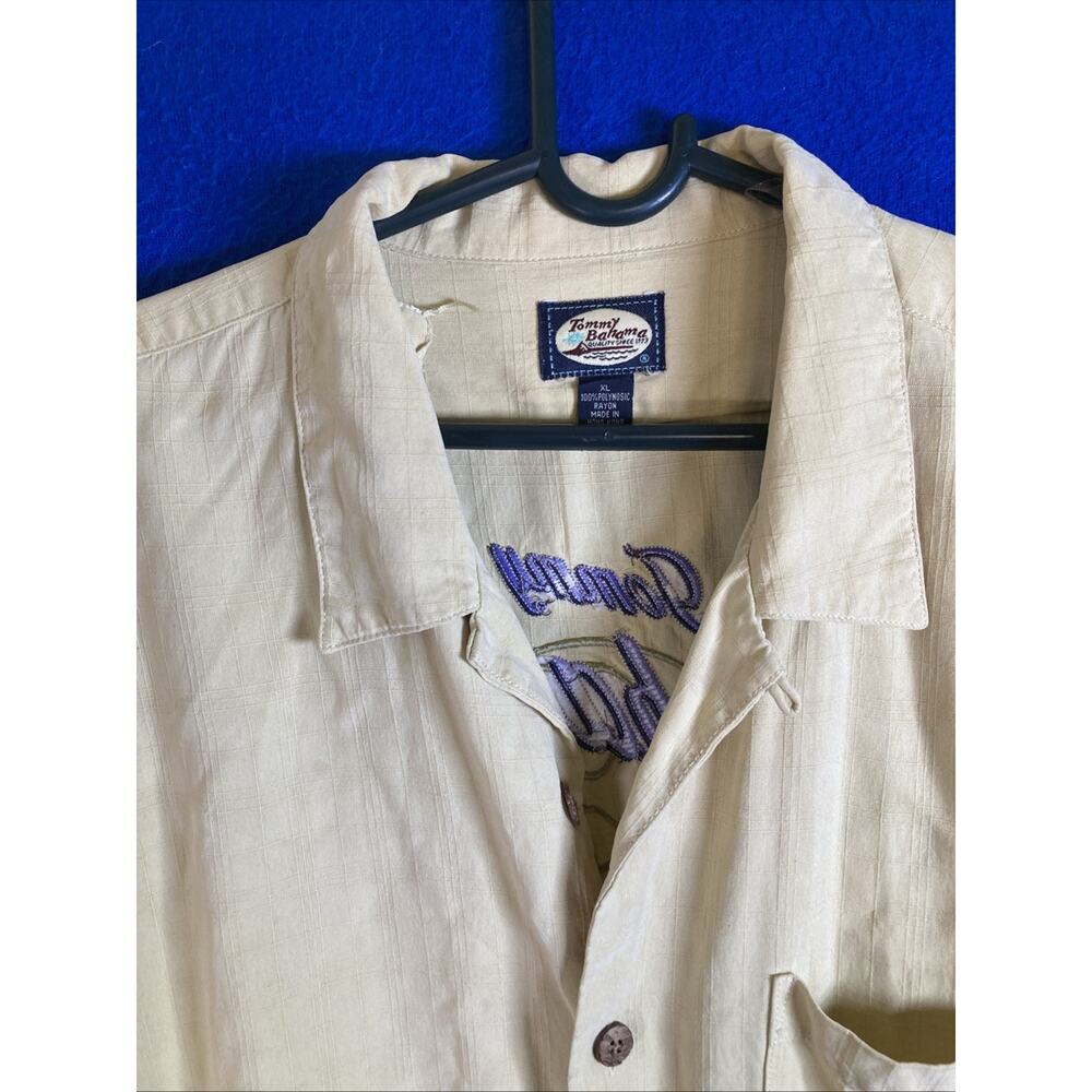 Tommy Bahama Shirt Mens XL Ivory 100% Polynosic Rayon Embroidered Golf Back - Picture 11 of 16